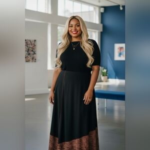 Napa Valley Elegant Black and Brown Maxi Skirt Size 1X